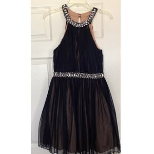 Navy Blue Diamond Sequin Mini Prom Dress